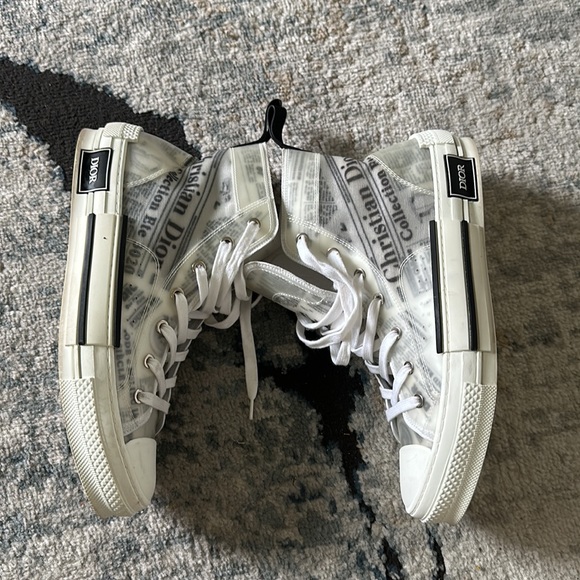 DIOR MEN by KIM JONES B23 Hi Top Newspaper Printed Sneakers - Picture 8 of 10